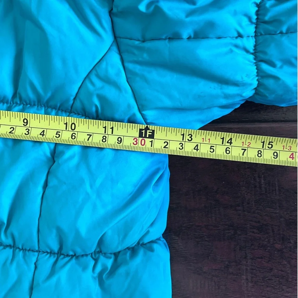 Lands End Kids Puffer Jacket Turquoise Blue Sherpa Lined Hooded Coat Size 4T‎